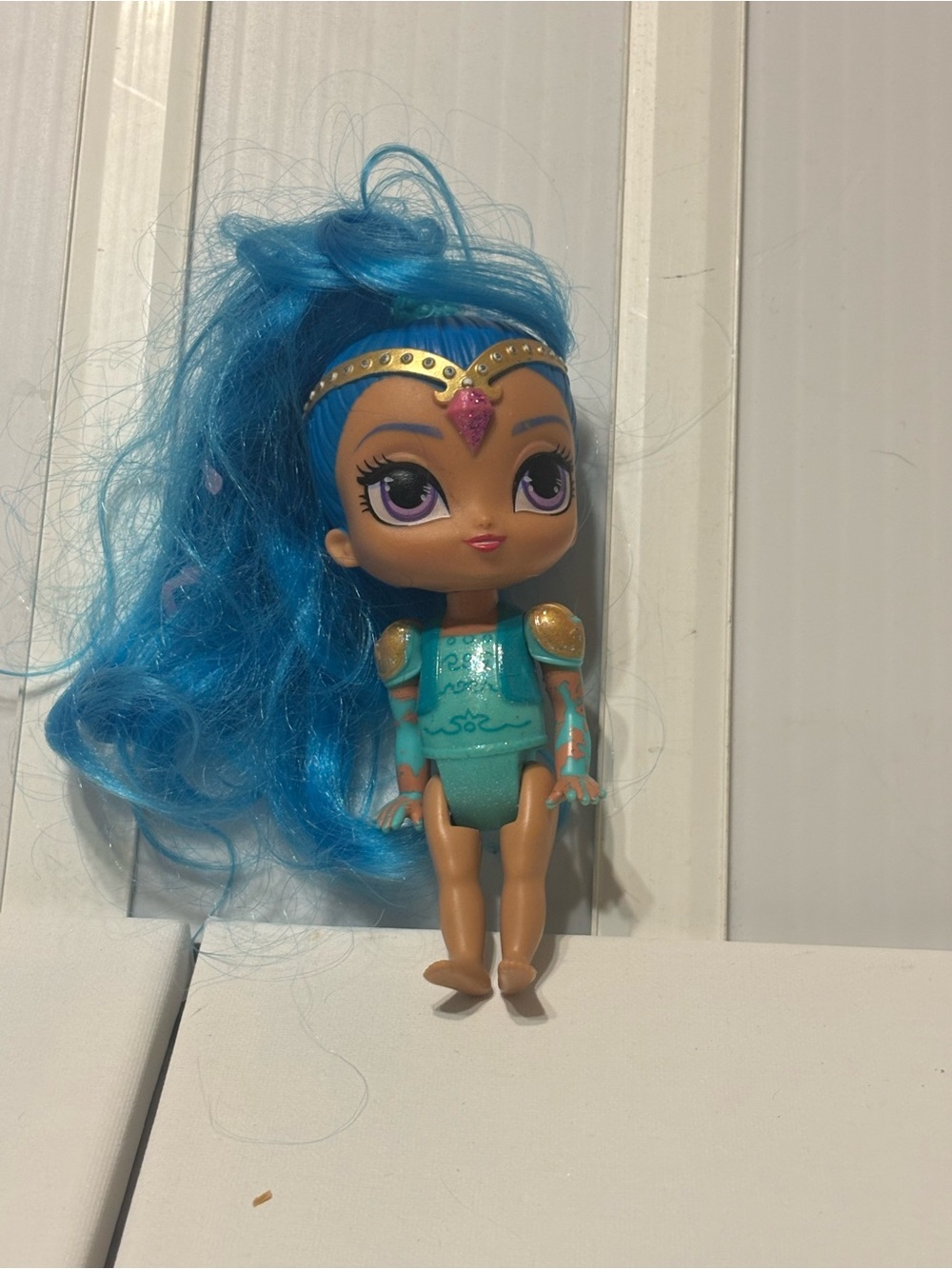 Nickelodeon Blue-Haired Doll with Turquoise Outfit and Gold Accents